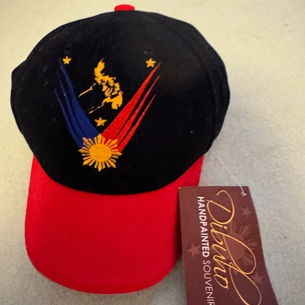 Divina Hand-Painted Black and Red Cap
